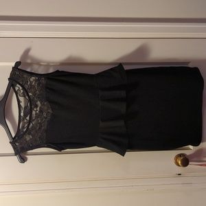 Women's Black Knit and Lace Dress Sz M